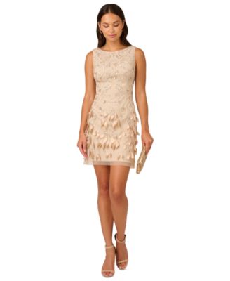 Adrianna Papell - Women's Beaded 3D Appliqu&eacute; Sheath Dress