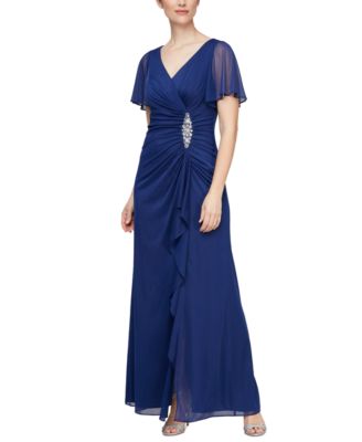Alex Evenings - Women's Embellished Flutter-Sleeve Gown