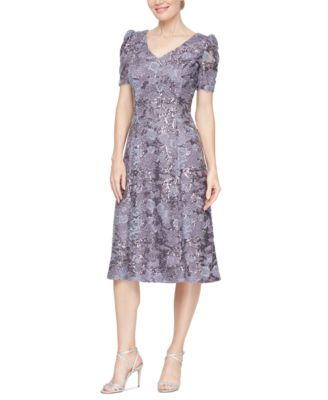 Alex Evenings - Women's Sequined Embroidered Fit & Flare Dress