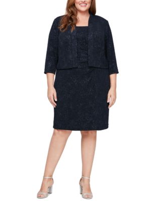 Alex Evenings - Plus Size 2.Pc Sequin Jacquard Sheath Dress & Jacket