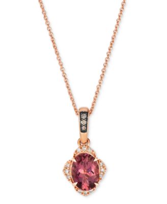 Le Vian - Passion Fruit Tourmaline (1-1/20 ct. t.w.) & Diamond (1/20 ct. t.w.) 20" Adjustable Pendant Necklace in 14k Rose Gold