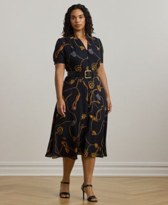 Lauren Ralph Lauren - Plus Size Belting-Print Georgette Dress