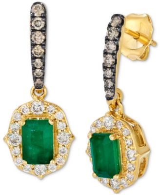 Le Vian - Emerald (5/8 ct. t.w.), Nude Diamond (3/8 ct. t.w.) & Chocolate Diamond (1/5 ct. t.w.) Drop Earrings in 14k Honey Gold