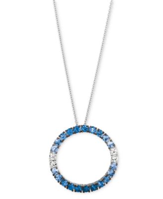 Le Vian - Blue Ombr&eacute; Sapphire (1-1/4 ct. t.w.) & White Sapphire (1/4 ct. t.w.) Open Circle Adjustable 20" Pendant Necklace