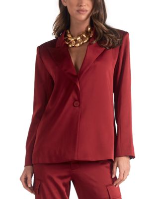 Elan - Women's Satin Wide-Lapel One-Button Blazer