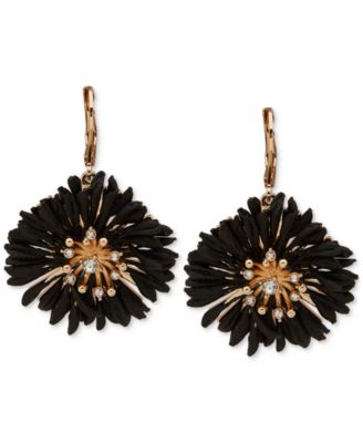 lonna & lilly - Gold-Tone Black Flower Drop Earrings
