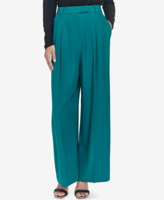 Halston - Women's Double-Pleated Mid-Rise Wide-Leg Pants
