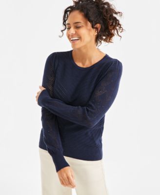 Style & Co - Women's Pointelle Knit Crewneck Sweater, Exclusively at Macy's