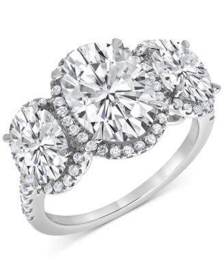 Badgley Mischka - Certified Lab Grown Diamond Solitaire Plus Triple Oval Halo Ring (5-1/3 ct. t.w.) in 14k White Gold