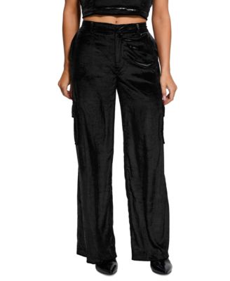 GUESS - Women's Jolie High-Rise Velvet Cargo Pants