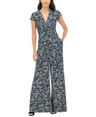 Vince Camuto - Women's Printed Twist-Front Wide-Leg Jumpsuit