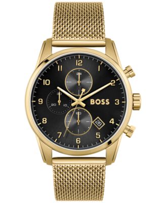 Hugo Boss - Men's Skymaster Gold-Tone Stainless Steel Mesh Bracelet 44mm