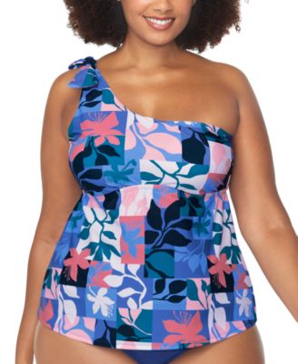 Raisins Curve - Trendy Plus Marita Printed One-Shoulder Tankini