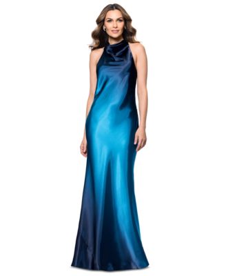 Betsy & Adam - Women's Ombre Sleeveless Draped Halter Gown