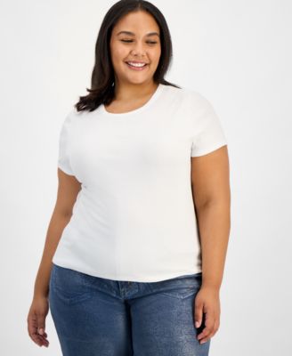 Bar III - Trendy Plus Size Foiled Crewneck T-Shirt