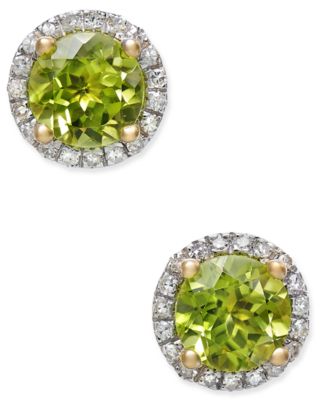 Macy's - Mystic Topaz (1-3/4 ct. t.w.) and Diamond (1/6 ct. t.w.) Round Stud Earrings in 14k White Gold