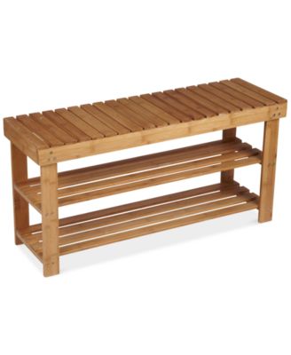 Household Essentials - Bamboo 2-Shelf Storage Bench