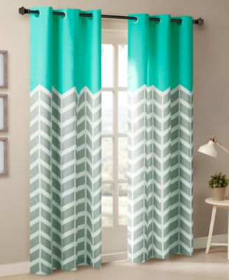 Intelligent Design - Alex 42" x 84" Colorblock Chevron Print Curtain Set