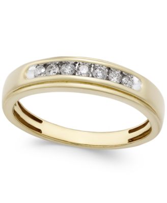 Macy's - Men's Diamond Band (1/4 ct. t.w.) in 10k Gold