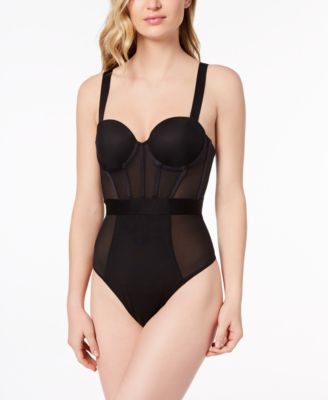 DKNY - Sheers Strapless Mesh-Panel Bodysuit DK6008