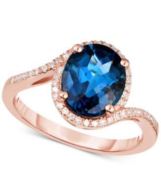 Macy's - London Blue Topaz  (3 ct. t.w.) & Diamond (1/6 ct. t.w.) Ring in 14k Rose Gold