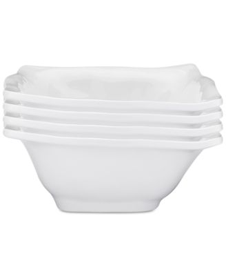 Q Squared - Ruffle 4-Pc. Melamine 6.5" Square Cereal Bowl Set