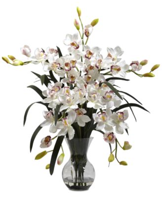 Nearly Natural - Large Cymbidium Arrangement with Vase