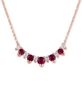 Macy's - Ruby (3/4 ct. t.w.) & Diamond (1/5 ct. t.w.) 17" Collar Necklace in 14k Rose Gold