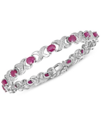 Macy's - Ruby (7 ct. t.w.) and Diamond Accent XO Bracelet in Sterling Silver