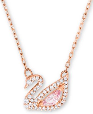 Swarovski - Rose Gold-Tone Crystal Swan Pendant Necklace, 14-7/8" + 2" extender