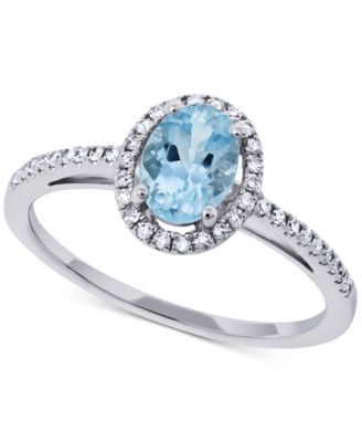 Macy's - Aquamarine (5/8 ct. t.w.) & Diamond (1/6 ct. t.w.) Ring in 14k White Gold