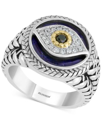 EFFY Collection - Multi-Gemstone & Diamond (1/10 ct. t.w.) Evil Eye Ring in Sterling Silver & 14k Gold