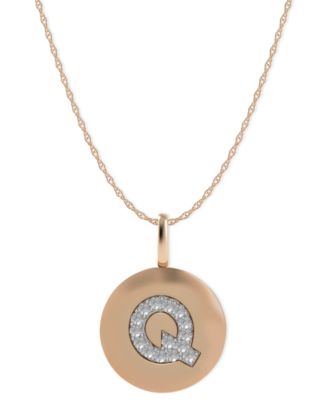 Macy's - 14k Rose Gold Necklace, Diamond Accent Letter Q Disk Pendant