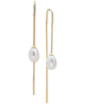 EFFY Collection - Cultured Freshwater Pearl (10 x 7mm) Threader Earrings in 14k Gold