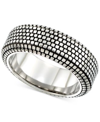 LEGACY for MEN by Simone I. Smith - Black Ion-Plated Ring in Stainless Steel