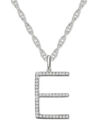 Macy's - Diamond Initial 18" Pendant Necklace (1/6 to 1/3 ct. t.w.) in 14K White Gold
