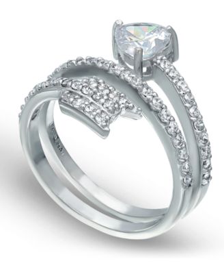 Macy's - Cubic Zirconia Arrow Wrap Ring in Fine Silver Plate