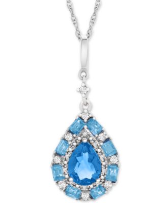 Macy's - Multi-Gemstone Teardrop 18" Pendant Necklace (1 ct. t.w.) in Sterling Silver (Also in Blue Topaz, Pink Morganite, Garnet & Citrine)