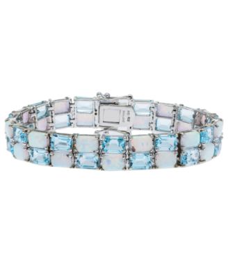 Macy's - Sky Blue Topaz (26-3/8 ct. t.w.) Opal (18-3/4 ct. t.w.) Tennis Bracelet in Sterling silver