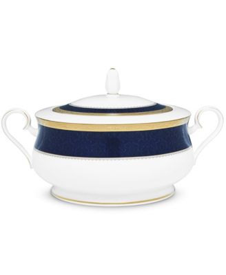 Noritake - Odessa Cobalt Gold Covered Vegetable Bowl, 64 Oz.