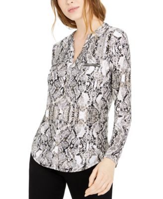 I.N.C. International Concepts - Printed Zip-Detail Top