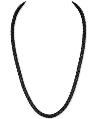 Esquire Men's Jewelry - Men's Box Link 22" Chain Necklace in Black Enamel over Stainless Steel (Also in Red & Blue Enamel)