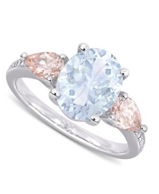 Macy's - Aquamarine (2-1/5 ct. t.w.), Morganite (4/5 ct. t.w.) & Diamond Accent Ring in Sterling Silver