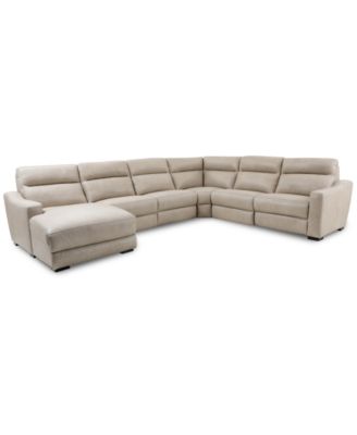Furniture - Gabrine 6-Pc. Leather Sectional with 3 Power Headrests and Chaise