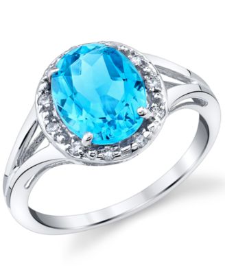 Macy's - Blue Topaz (3-1/5 ct. t.w.) & Diamond (1/10 ct. t.w.) Ring in Sterling Silver