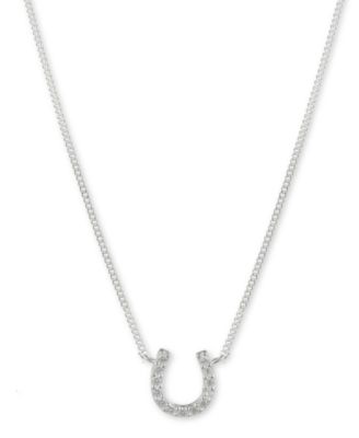 Lauren Ralph Lauren - Cubic Zirconia Horseshoe Pendant Necklace in Sterling Silver, 14" + 3" extender