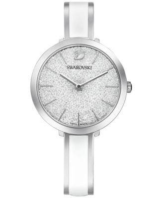 Swarovski - Women's Swiss Crystalline Delight Stainless Steel & White Bangle Bracelet Watch 32mm