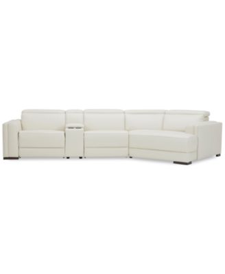 Furniture - Jenneth 4-Pc. Leather Sectional with 2 Power Motion Recliners and Cuddler