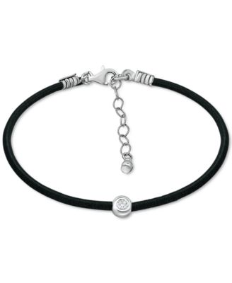 Giani Bernini - Cubic Zirconia Bezel Cord Ankle Bracelet in Sterling Silver