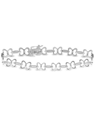 Macy's - Diamond Butterfly Link Bracelet (1/6 ct. t.w.) in Sterling Silver